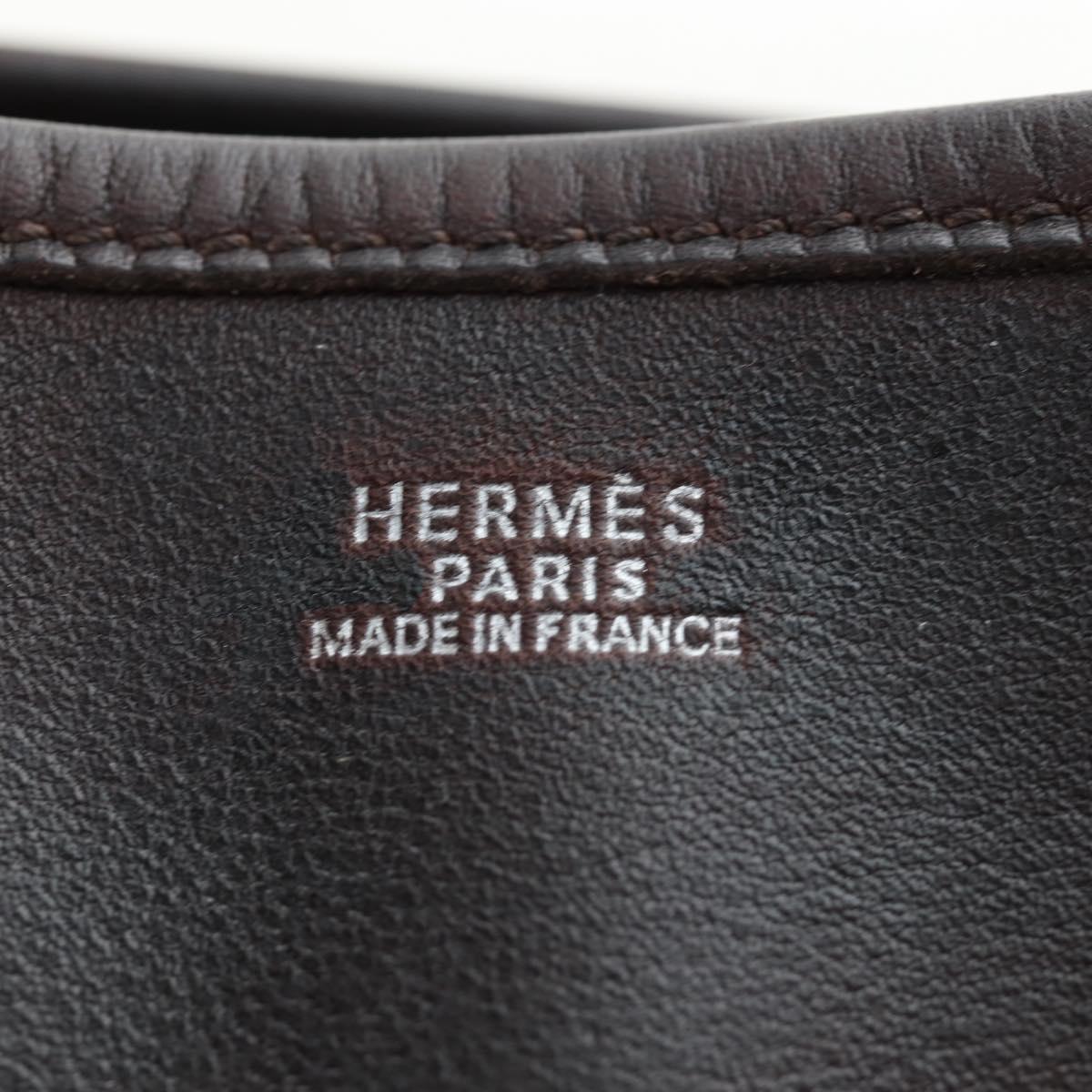 HERMES Evelyn Shoulder Bag Leather Brown Silver Auth 191831M