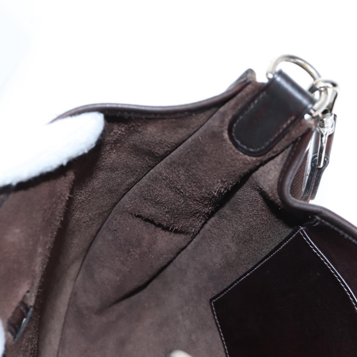 HERMES Evelyn Shoulder Bag Leather Brown Silver Auth 191831M