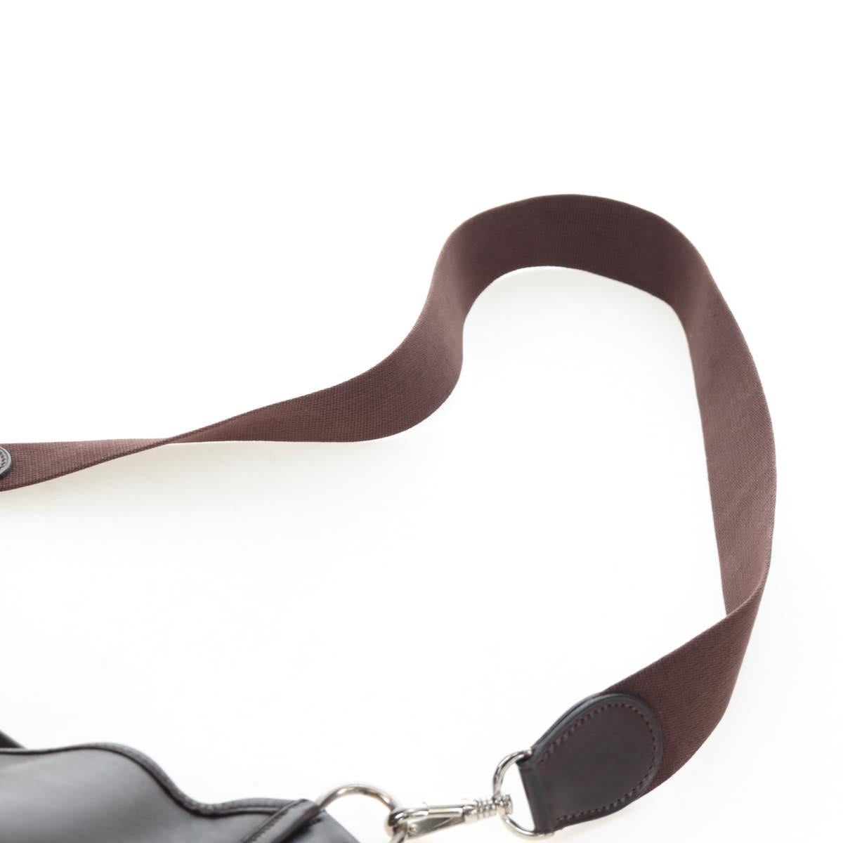HERMES Evelyn Shoulder Bag Leather Brown Silver Auth 191831M