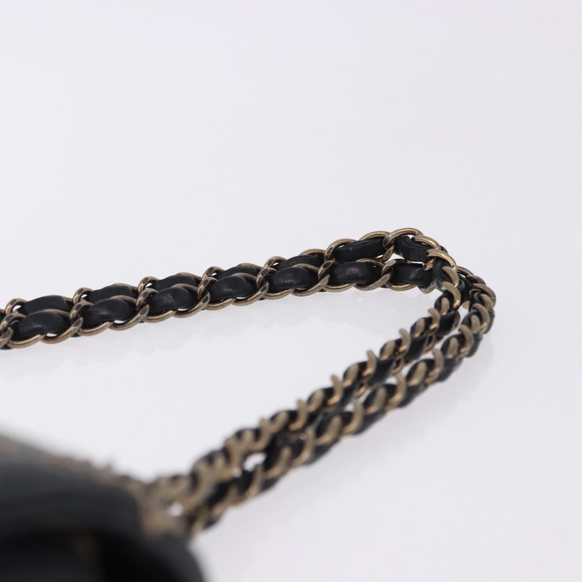 CHANEL Wild Stitch Chain Shoulder Bag Leather Black Gold CC Auth 191835M