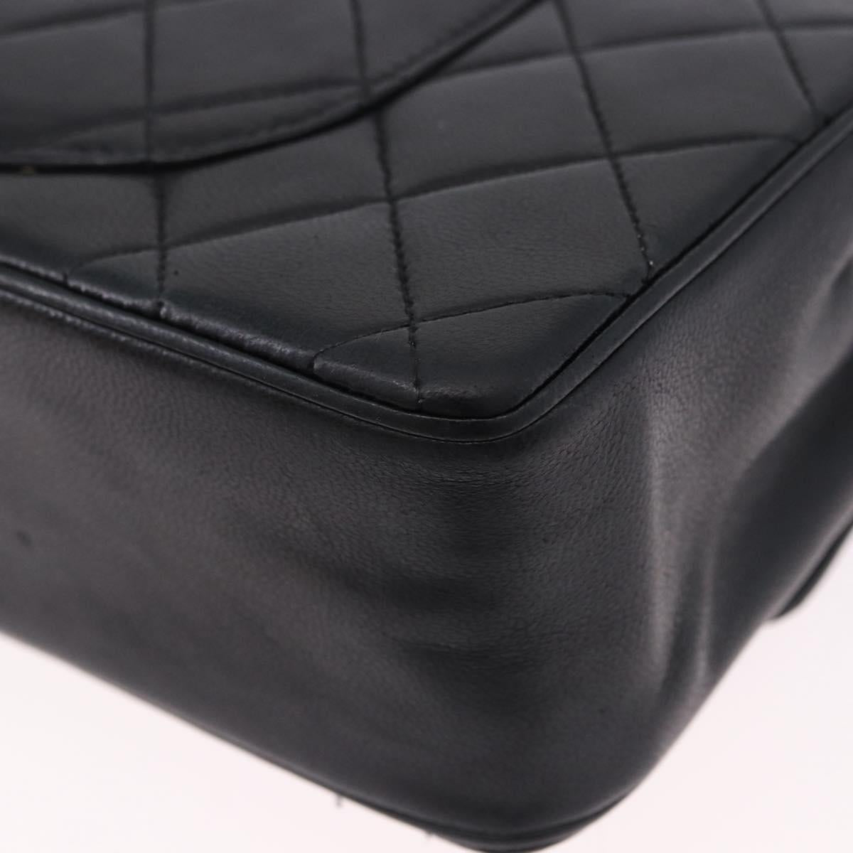 CHANEL Matelasse Chain Shoulder Bag Lamb Skin Black Gold CC Auth 191837M