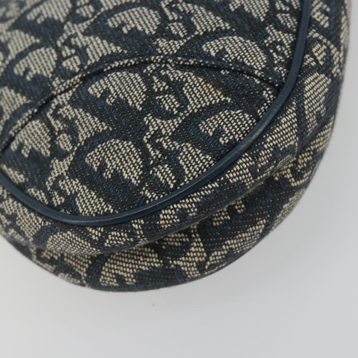Christian Dior Trotter Canvas Saddle Pouch Navy Gold Auth 191838V