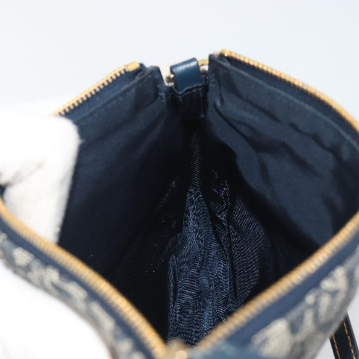 Christian Dior Trotter Canvas Saddle Pouch Navy Gold Auth 191838V
