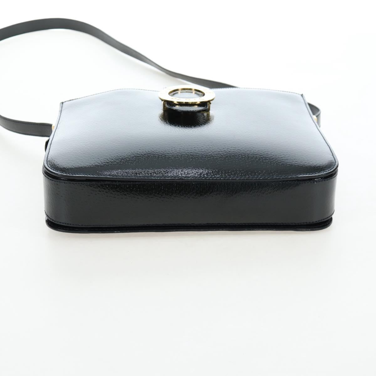 CELINE Shoulder Bag Patent leather Green Gold Auth 191839V