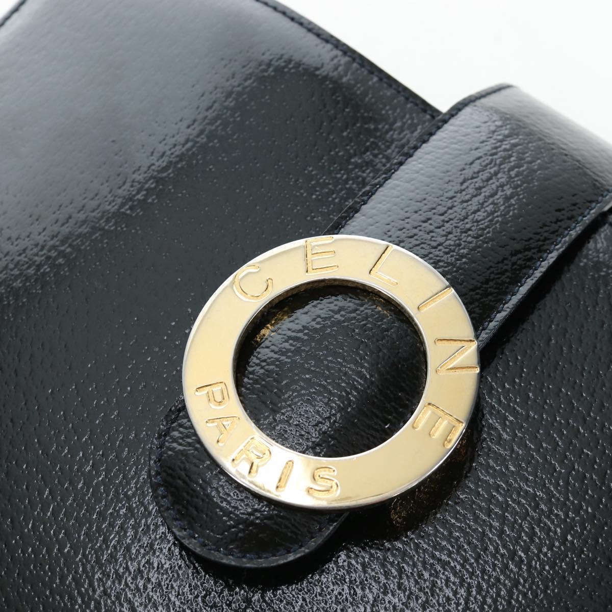 CELINE Shoulder Bag Patent leather Green Gold Auth 191839V