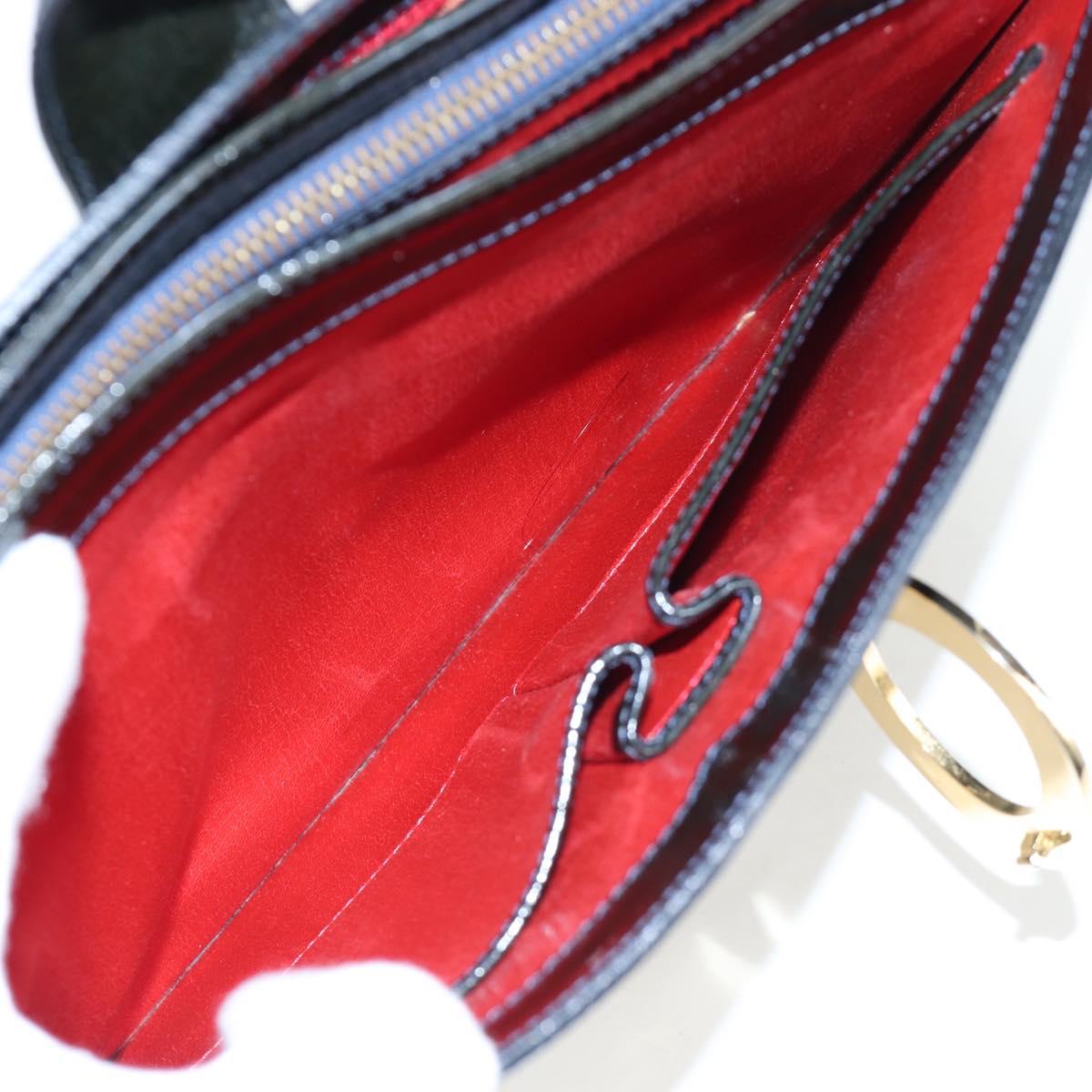 CELINE Shoulder Bag Patent leather Green Gold Auth 191839V