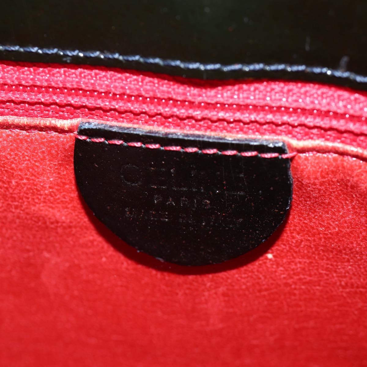 CELINE Shoulder Bag Patent leather Green Gold Auth 191839V