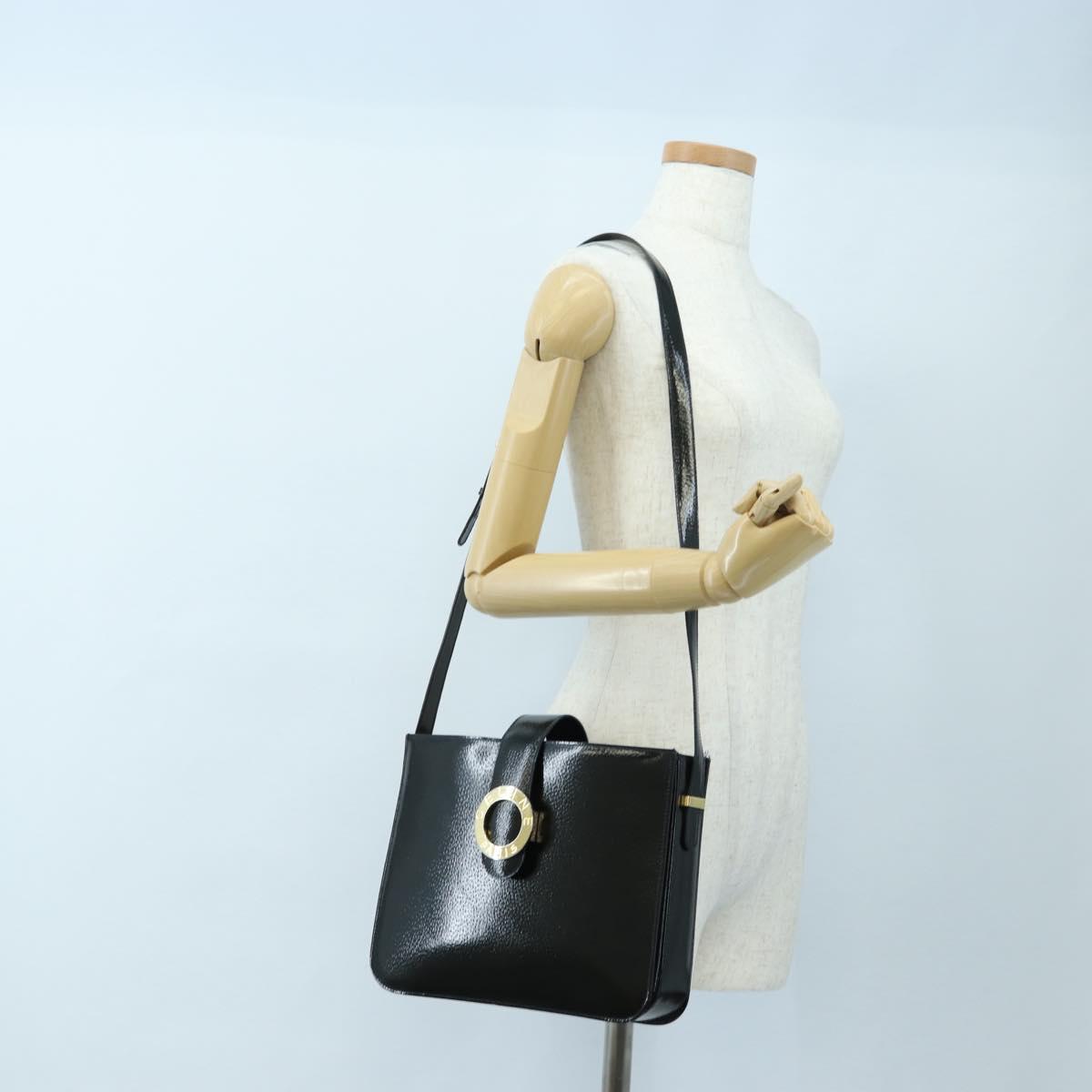 CELINE Shoulder Bag Patent leather Green Gold Auth 191839V