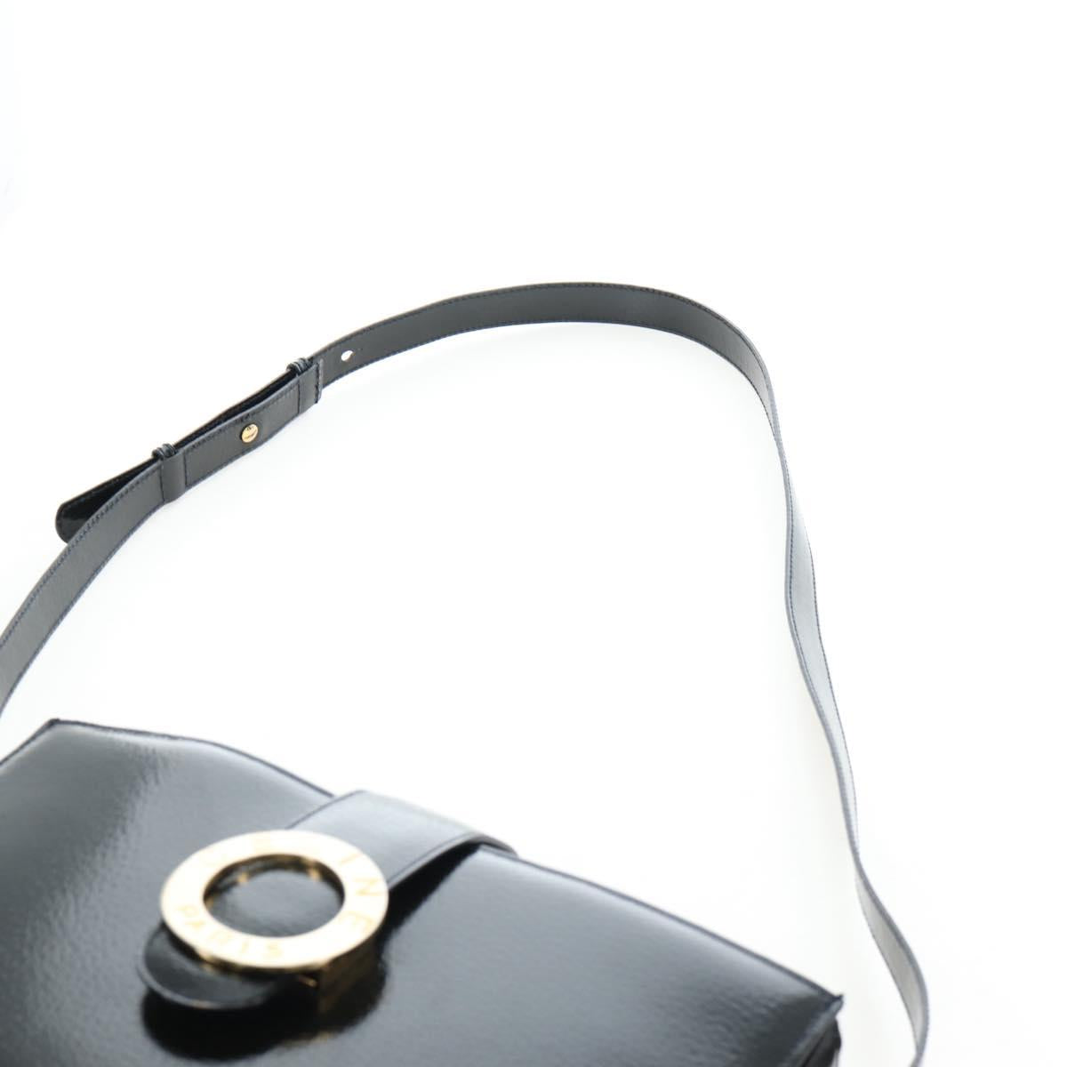 CELINE Shoulder Bag Patent leather Green Gold Auth 191839V