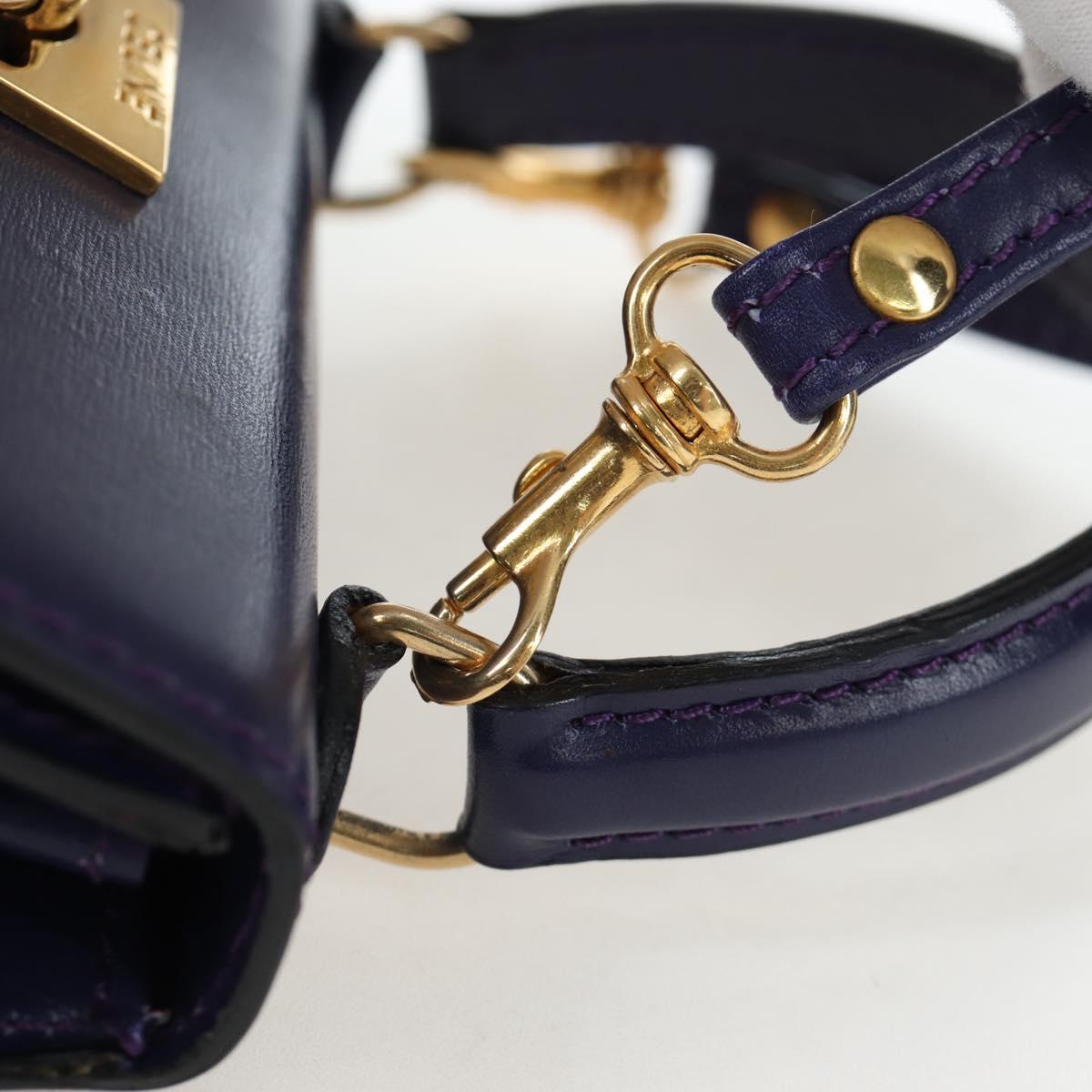 CELINE Hand Bag Leather 2way Purple Gold Auth 191842V