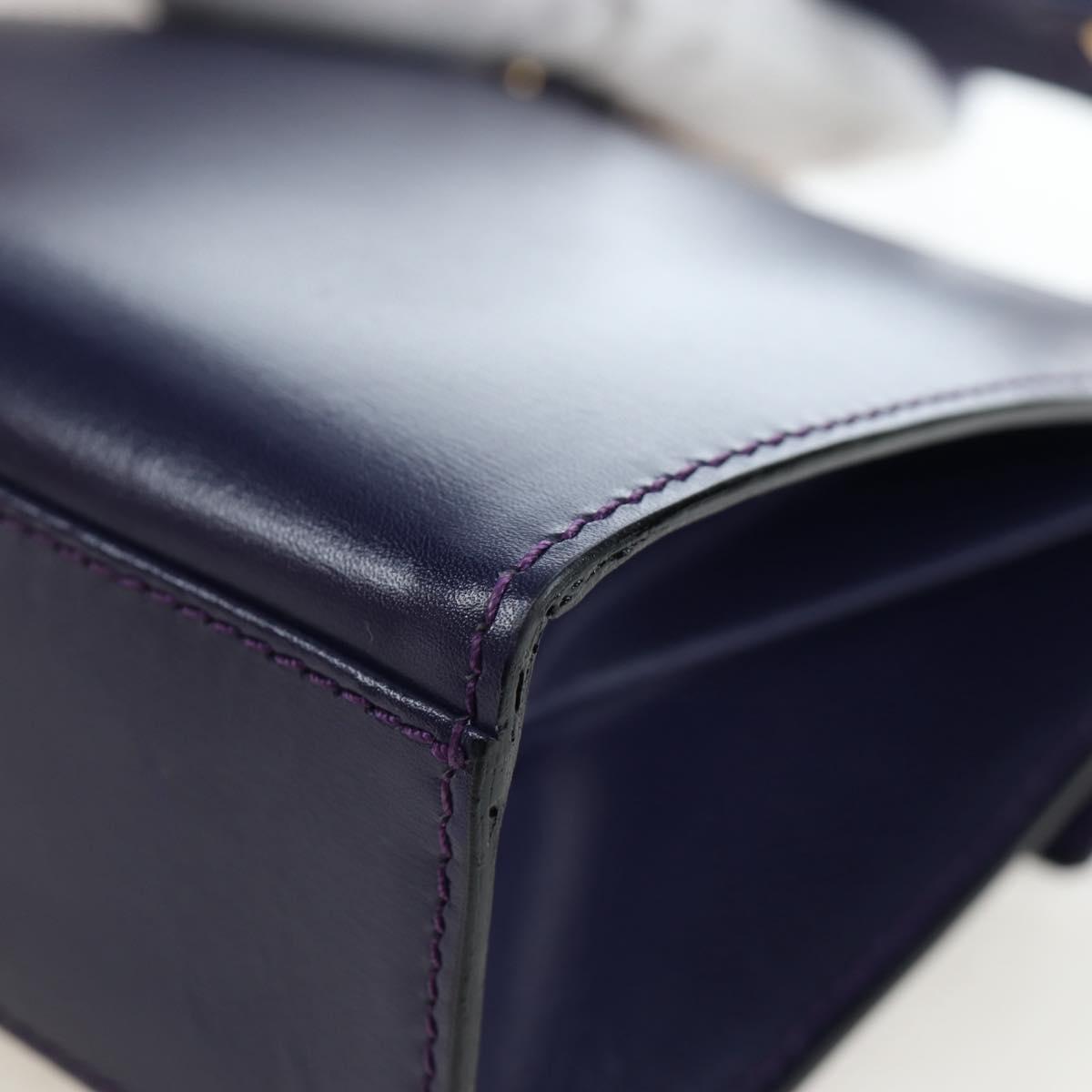 CELINE Hand Bag Leather 2way Purple Gold Auth 191842V