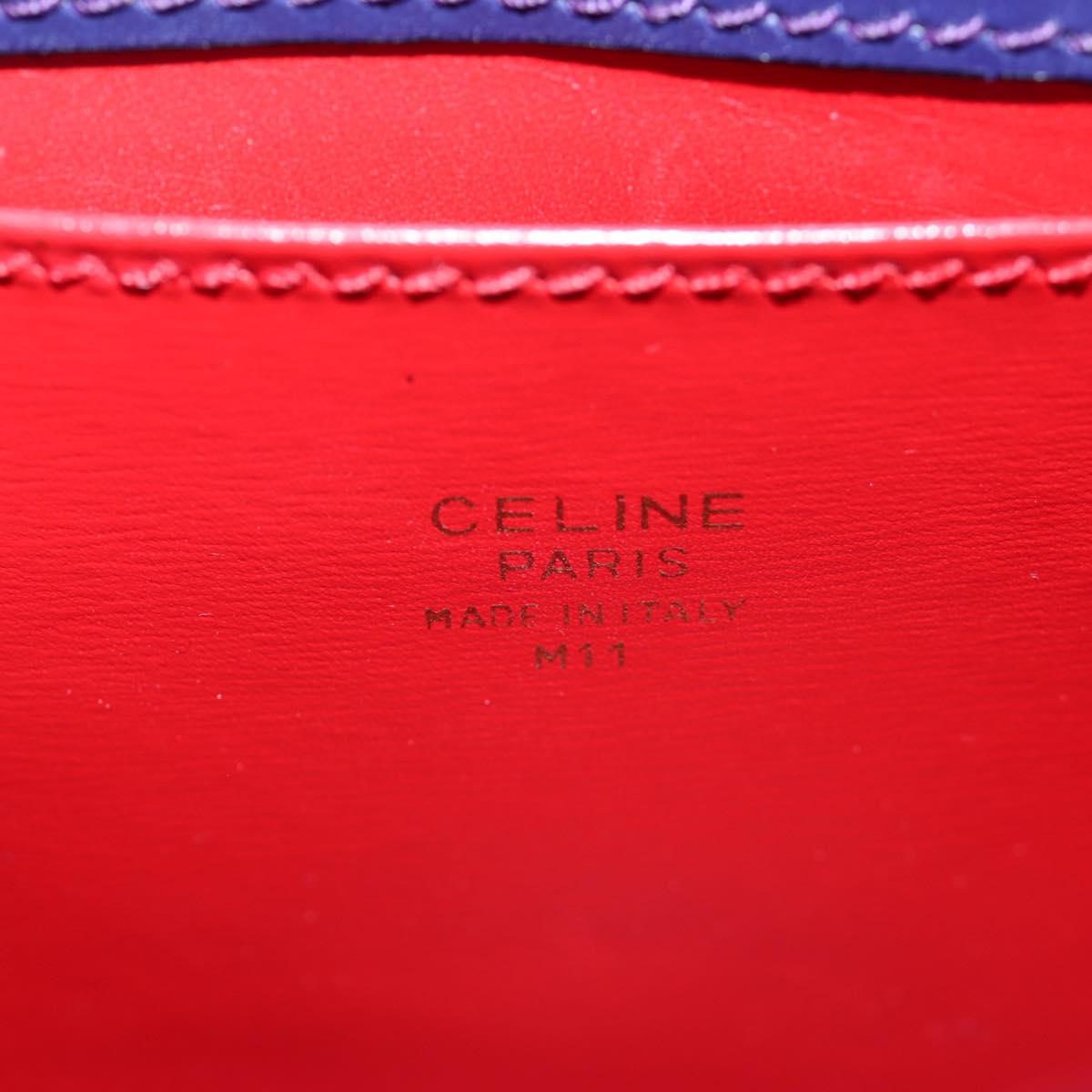 CELINE Hand Bag Leather 2way Purple Gold Auth 191842V