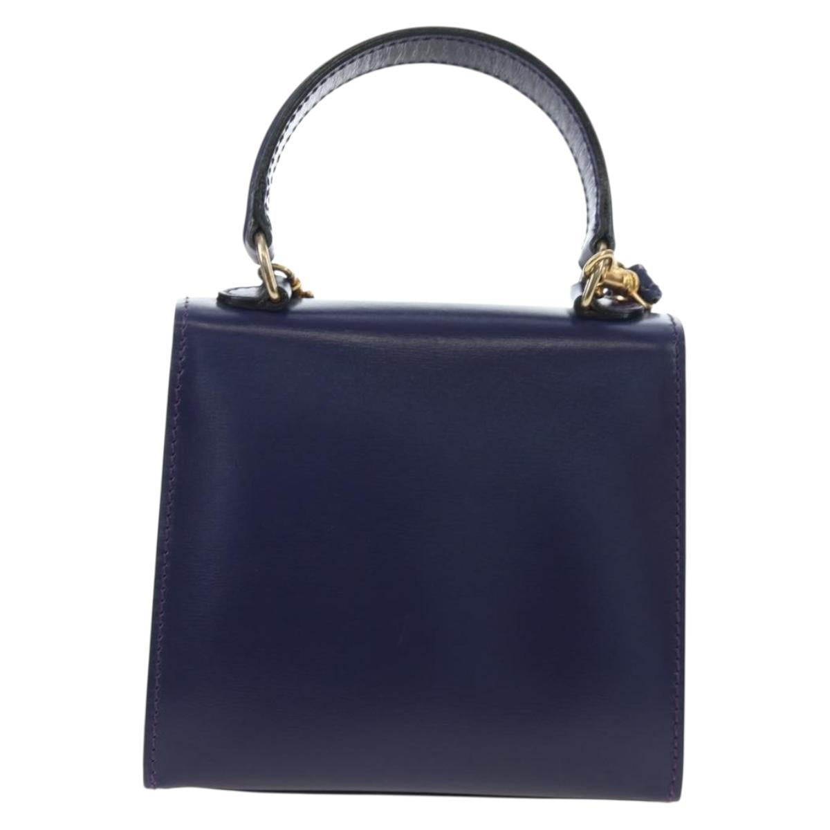 CELINE Hand Bag Leather 2way Purple Gold Auth 191842V