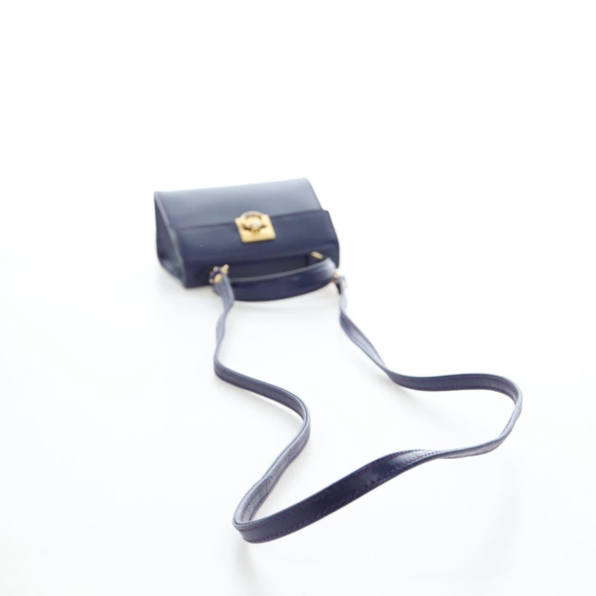 CELINE Hand Bag Leather 2way Purple Gold Auth 191842V