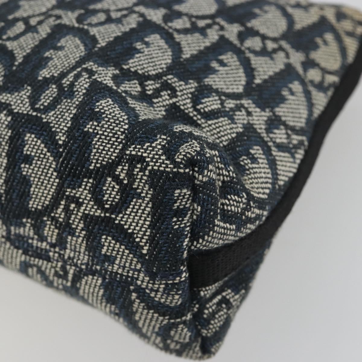 Christian Dior Trotter Canvas Shoulder Bag Navy Silver Auth 191848A