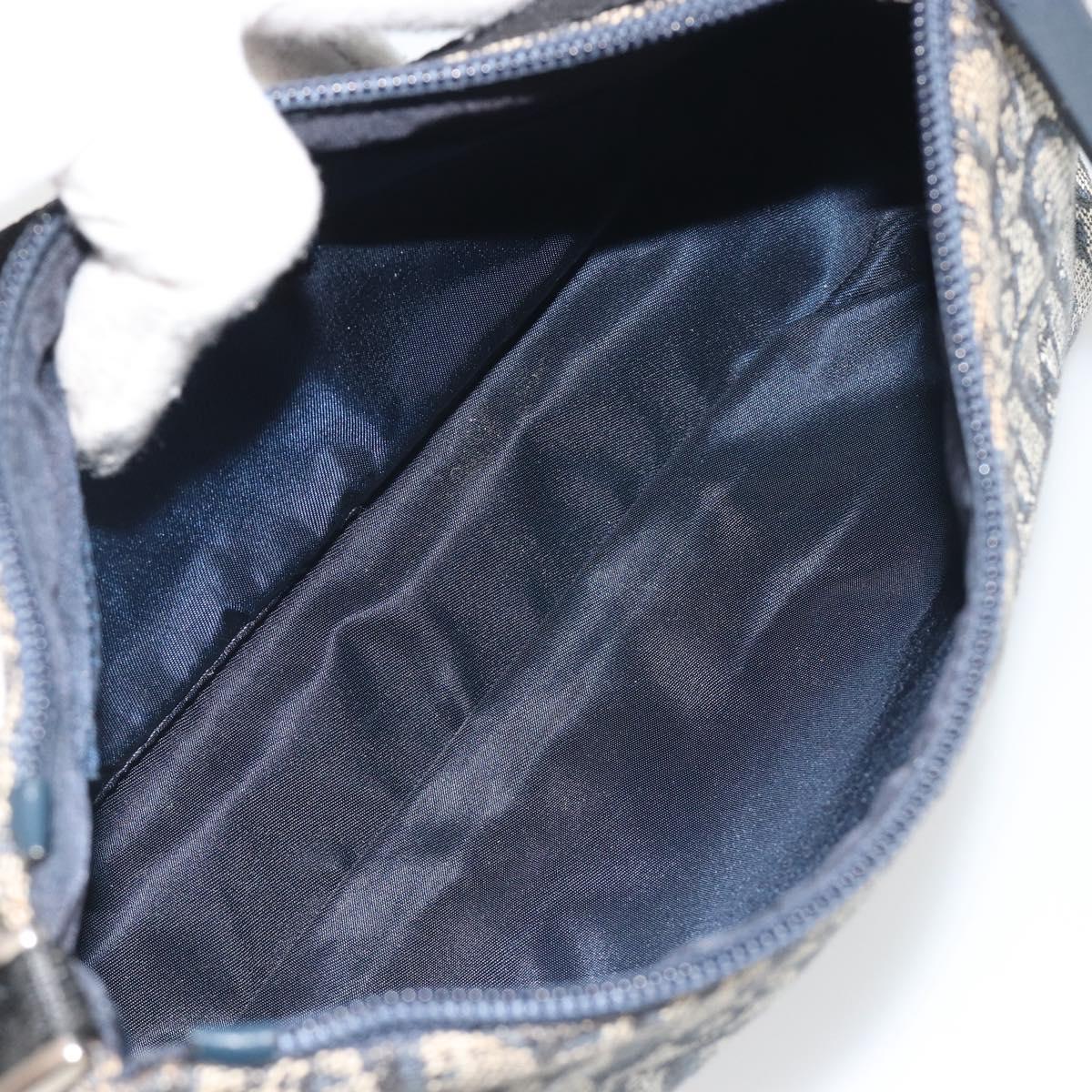 Christian Dior Trotter Canvas Shoulder Bag Navy Silver Auth 191848A