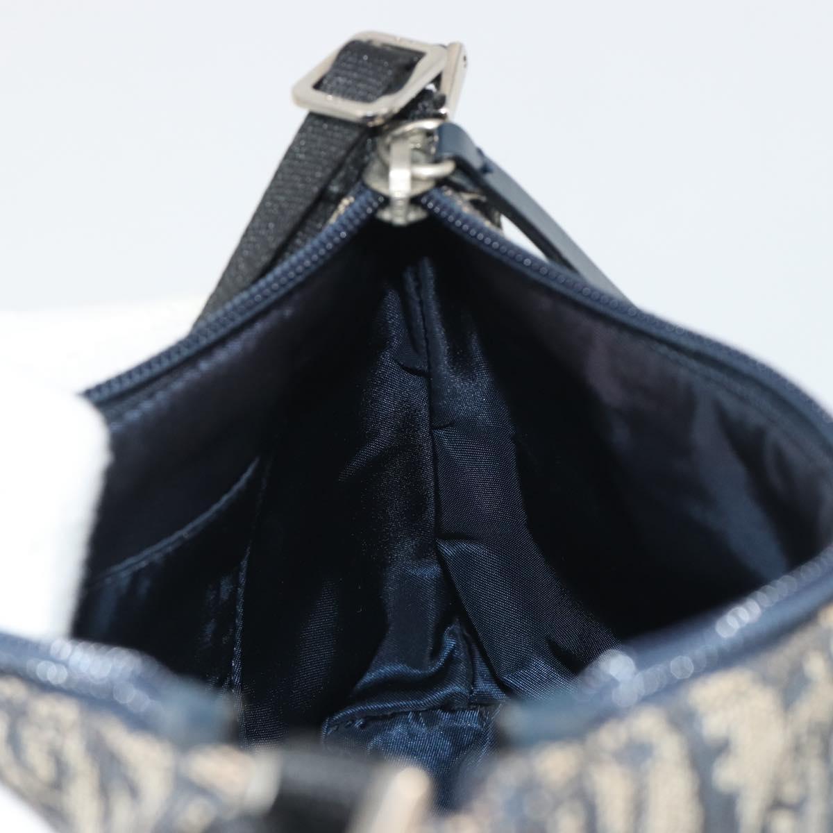 Christian Dior Trotter Canvas Shoulder Bag Navy Silver Auth 191848A