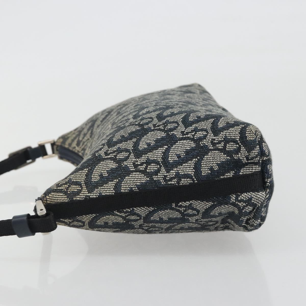 Christian Dior Trotter Canvas Shoulder Bag Navy Silver Auth 191848A