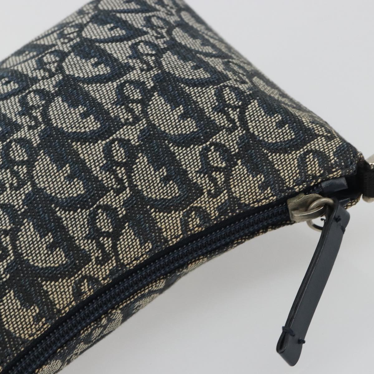 Christian Dior Trotter Canvas Shoulder Bag Navy Silver Auth 191848A