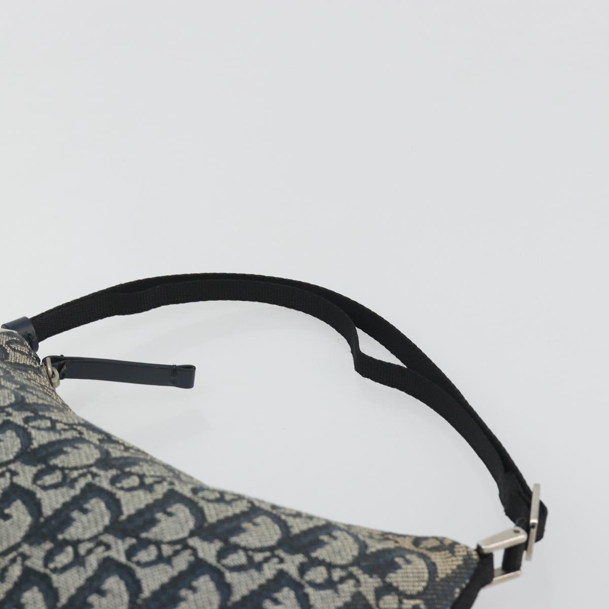Christian Dior Trotter Canvas Shoulder Bag Navy Silver Auth 191848A