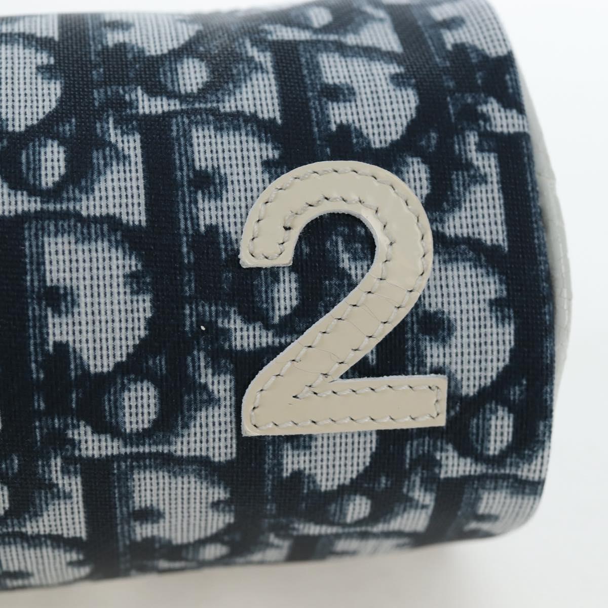 Christian Dior Trotter Canvas Pouch PVC Navy Silver Auth 191849V
