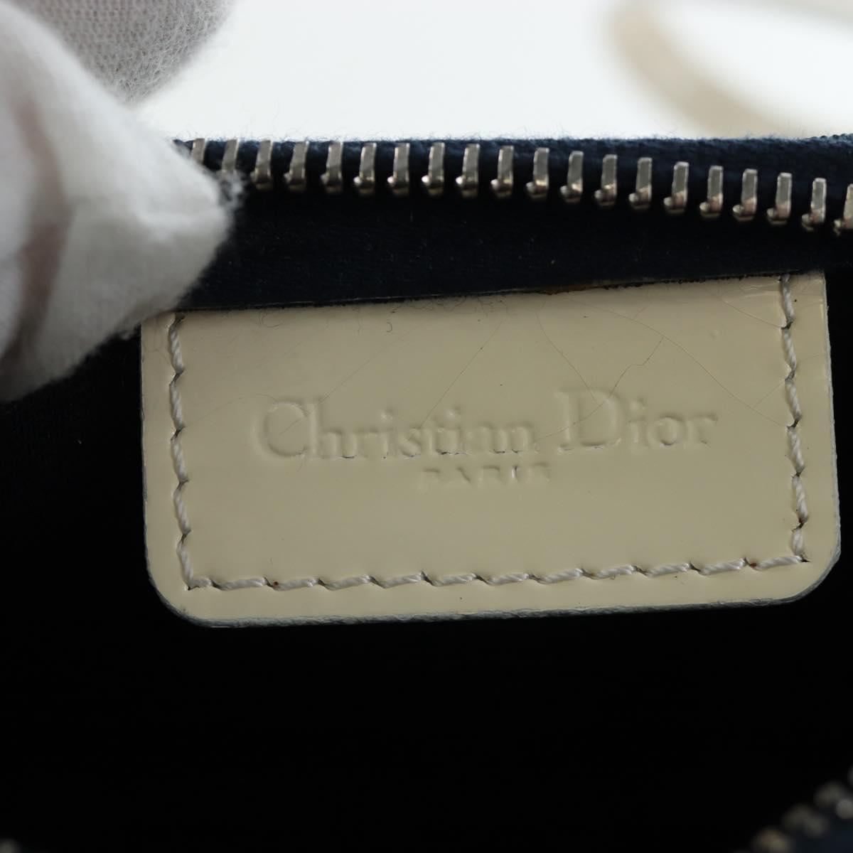 Christian Dior Trotter Canvas Pouch PVC Navy Silver Auth 191849V