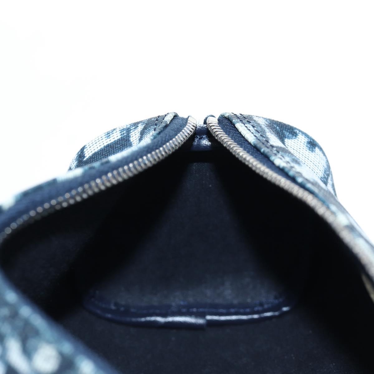 Christian Dior Trotter Canvas Pouch PVC Navy Silver Auth 191849V