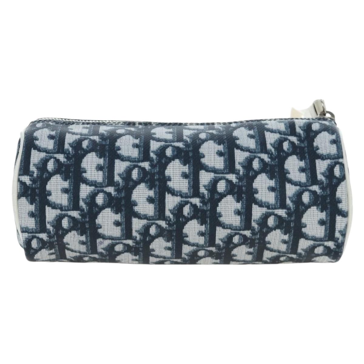 Christian Dior Trotter Canvas Pouch PVC Navy Silver Auth 191849V