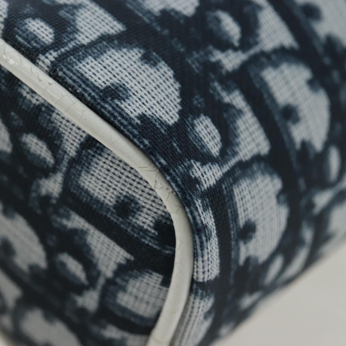 Christian Dior Trotter Canvas Pouch PVC Navy Silver Auth 191849V