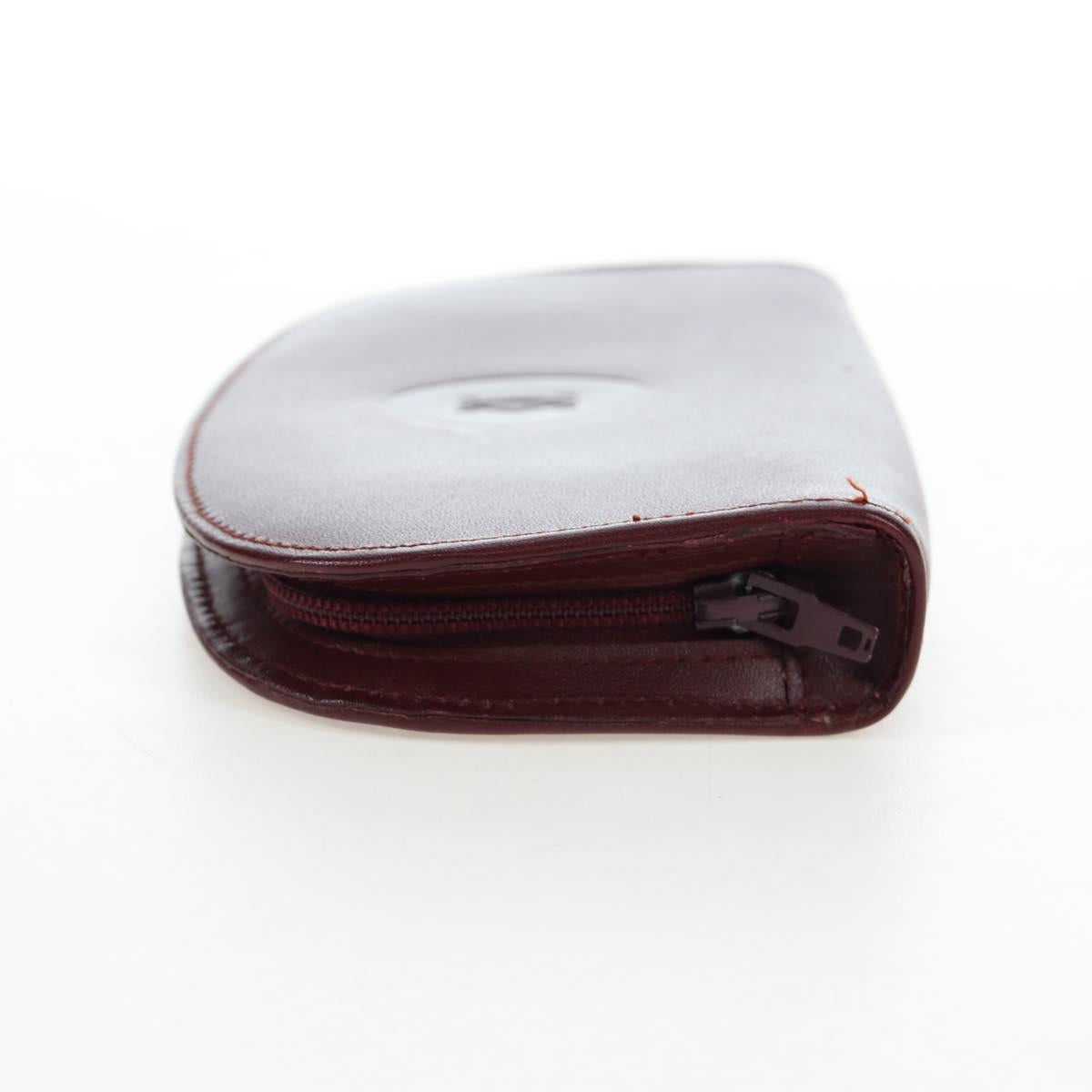 CARTIER Must Line Coin Purse Leather Bordeaux Gold Auth 191851V