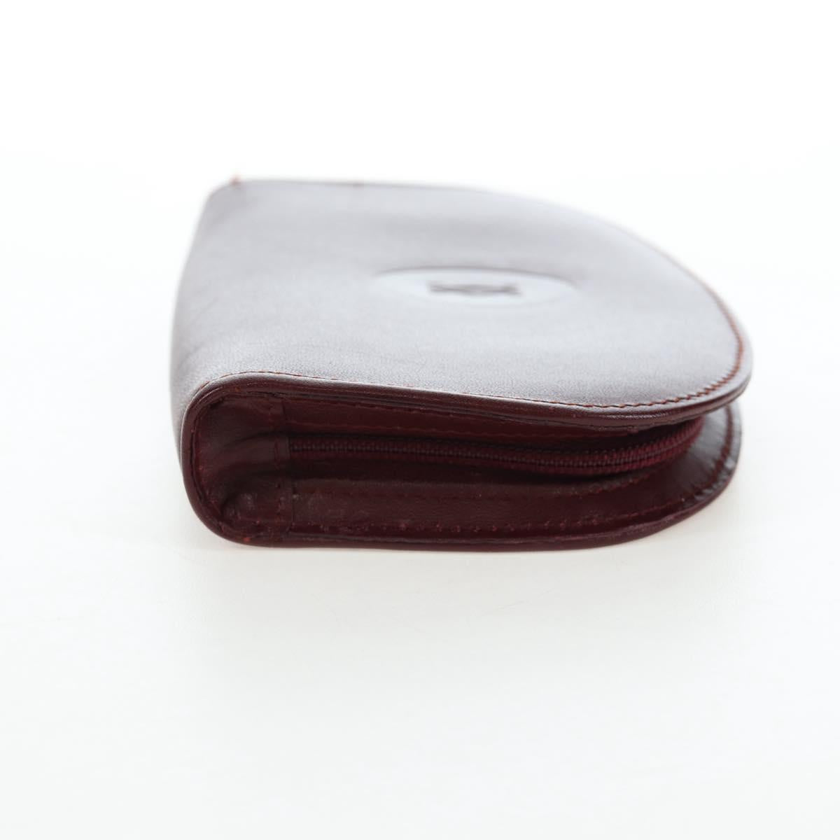 CARTIER Must Line Coin Purse Leather Bordeaux Gold Auth 191851V