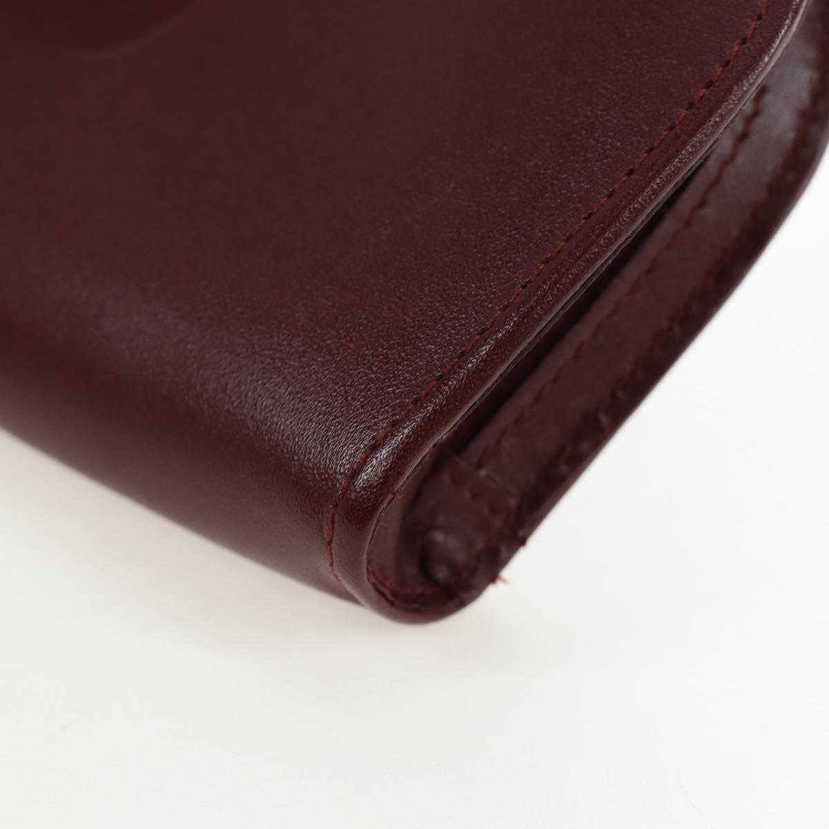 CARTIER Must Line Coin Purse Leather Bordeaux Gold Auth 191851V