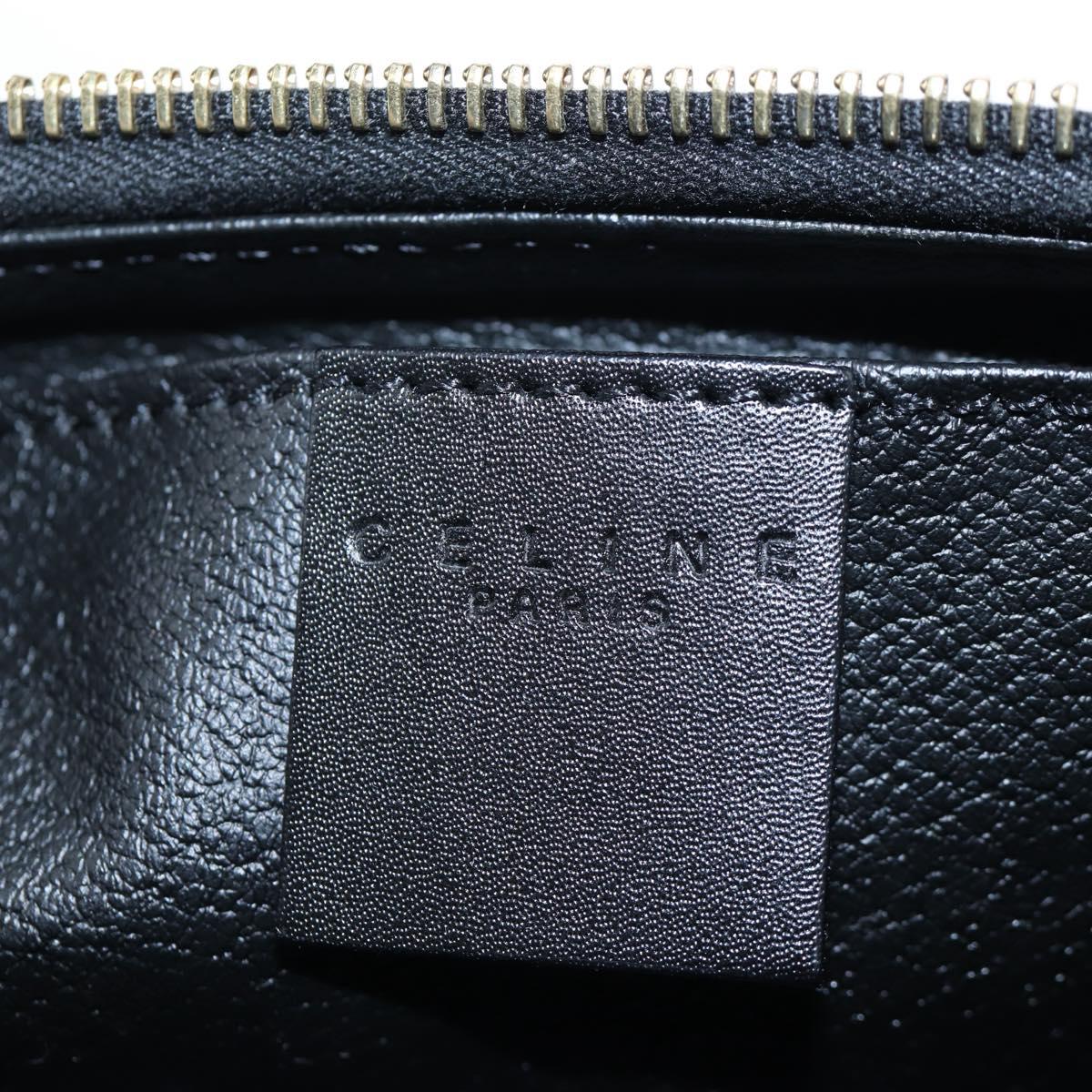 CELINE Macadam Canvas Pouch PVC Leather Black Gold Auth 191852V