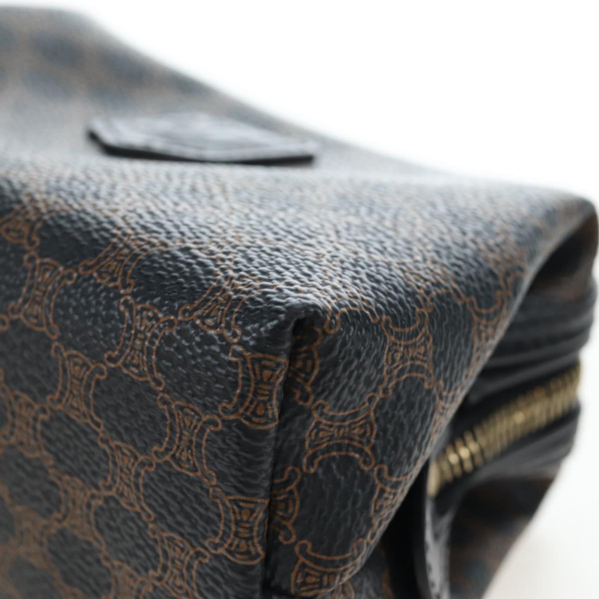 CELINE Macadam Canvas Pouch PVC Leather Black Gold Auth 191852V