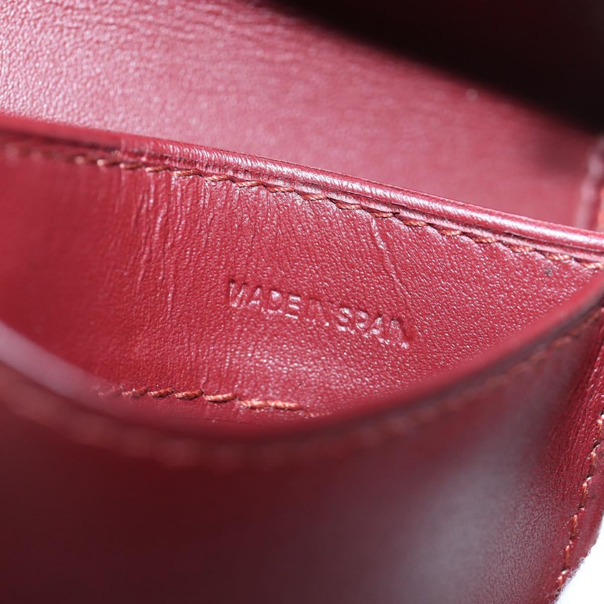 CARTIER Must Line Coin Purse Leather Bordeaux Gold Auth 191853V