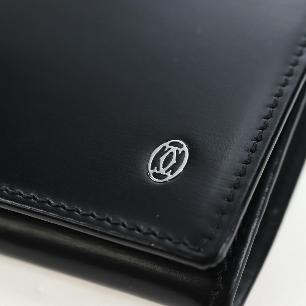 CARTIER Card Case Leather Black Auth 191854V