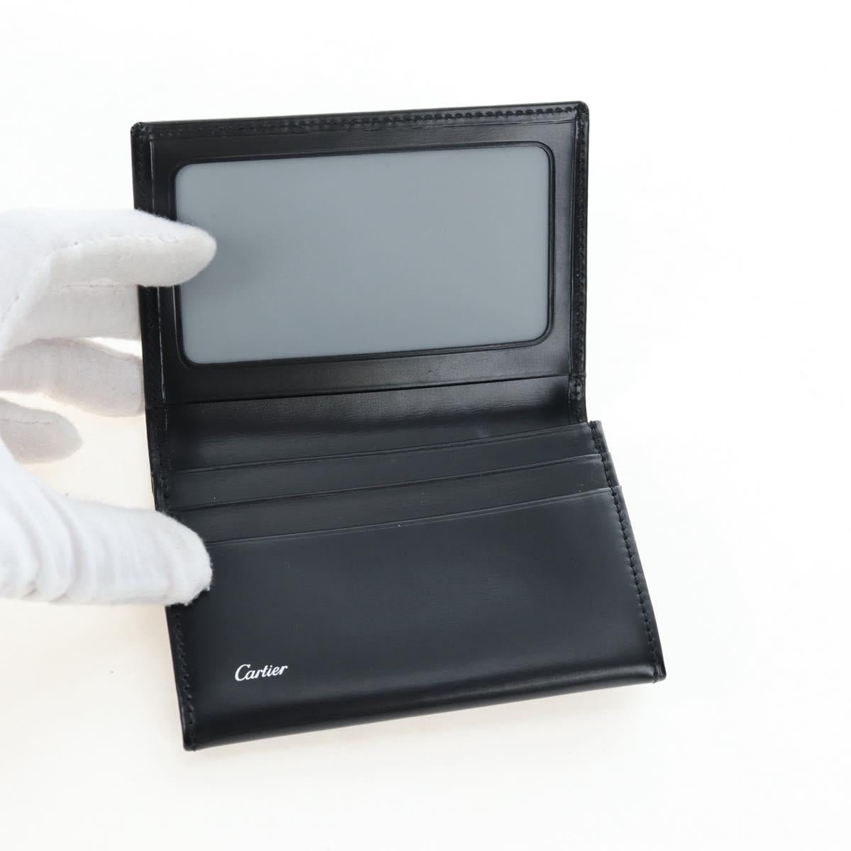 CARTIER Card Case Leather Black Auth 191854V