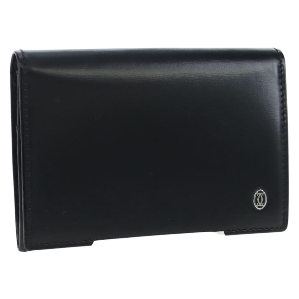 CARTIER Card Case Leather Black Auth 191854V