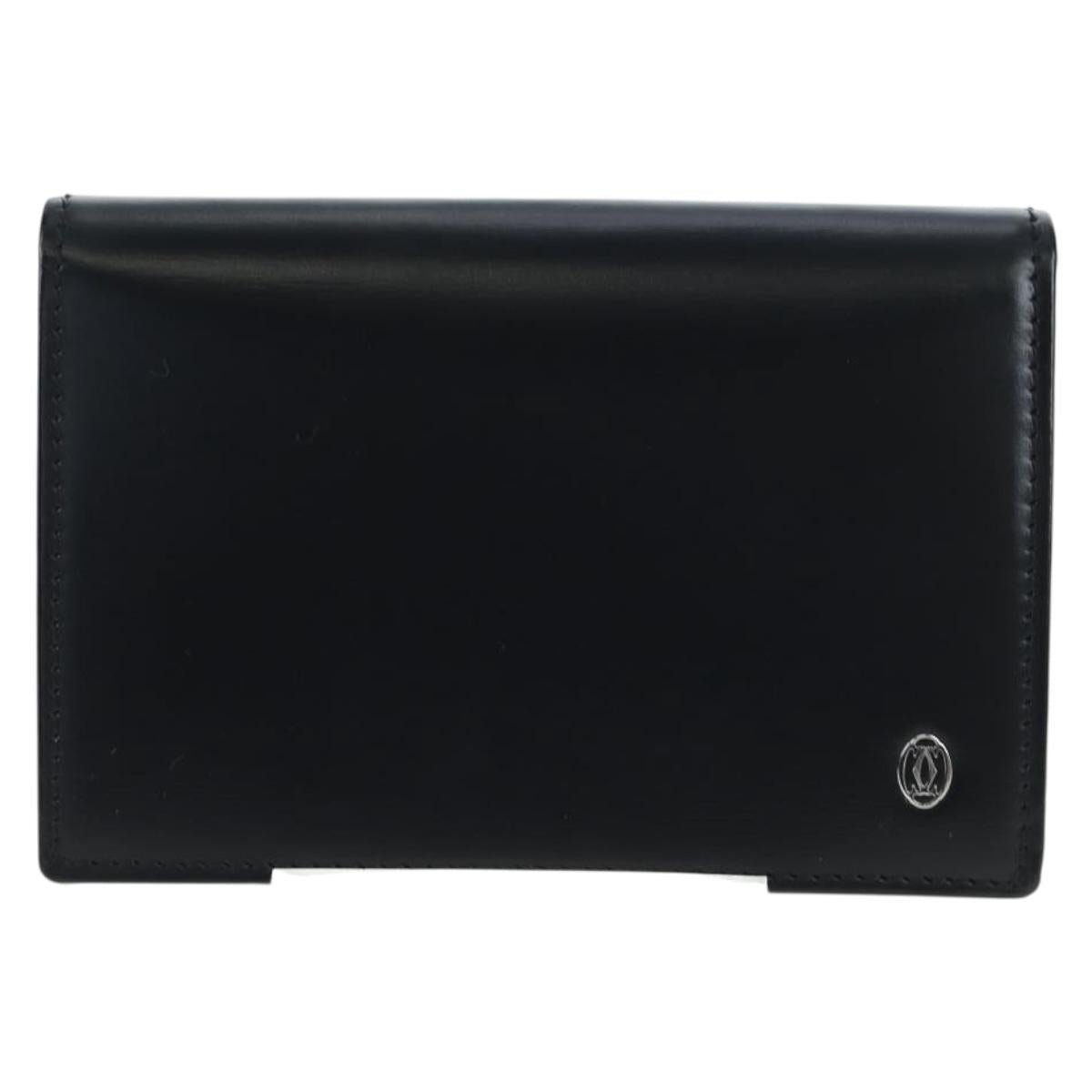 CARTIER Card Case Leather Black Auth 191854V