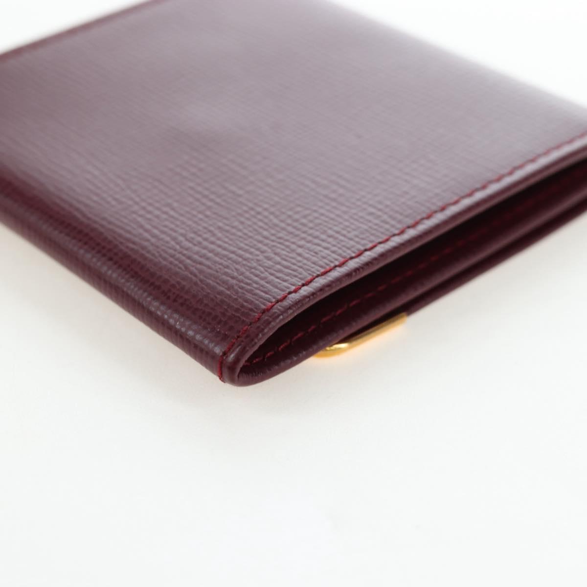 CARTIER Must Line Coin Purse Leather Bordeaux Gold Auth 191855V