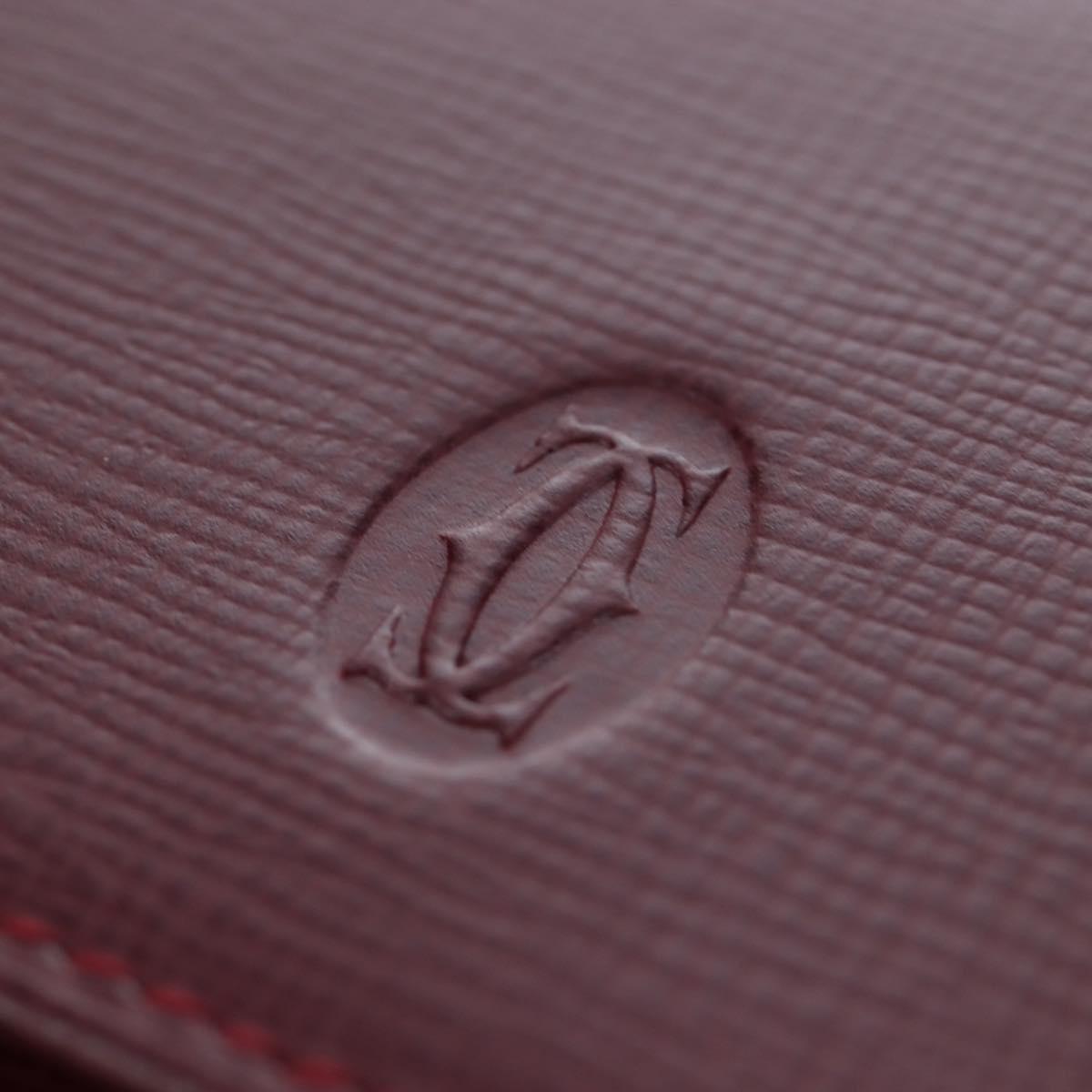 CARTIER Must Line Coin Purse Leather Bordeaux Gold Auth 191855V