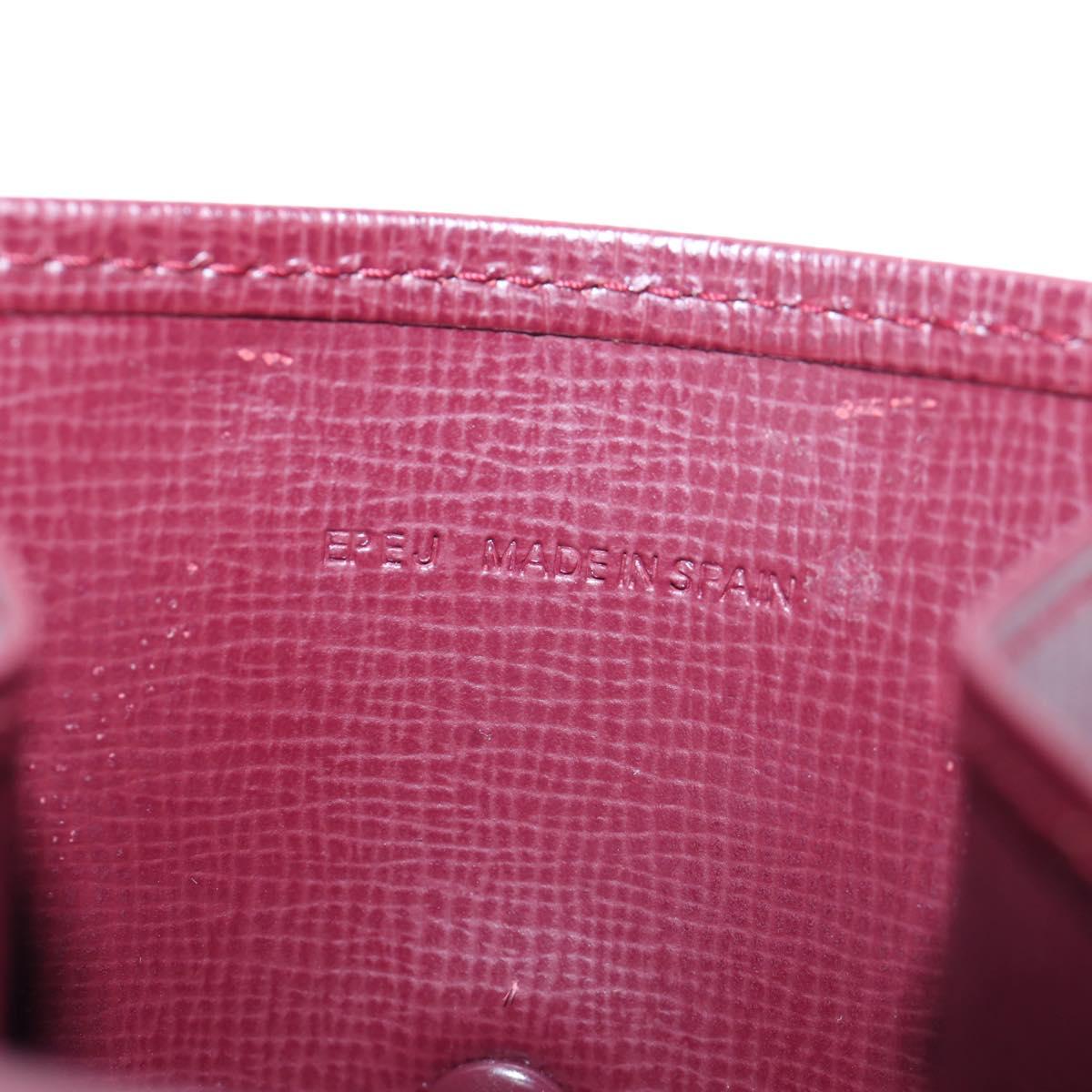 CARTIER Must Line Coin Purse Leather Bordeaux Gold Auth 191855V
