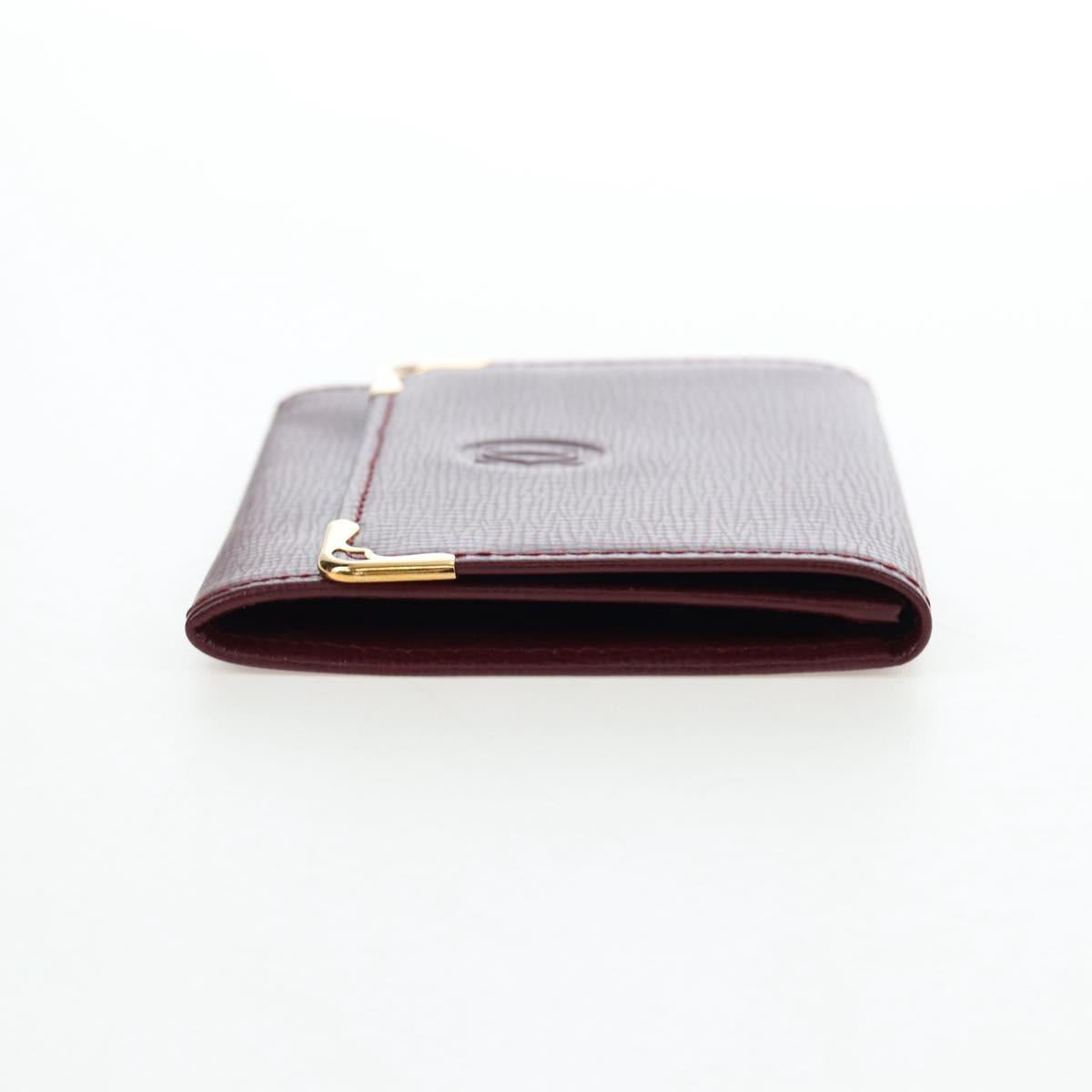 CARTIER Must Line Coin Purse Leather Bordeaux Gold Auth 191855V