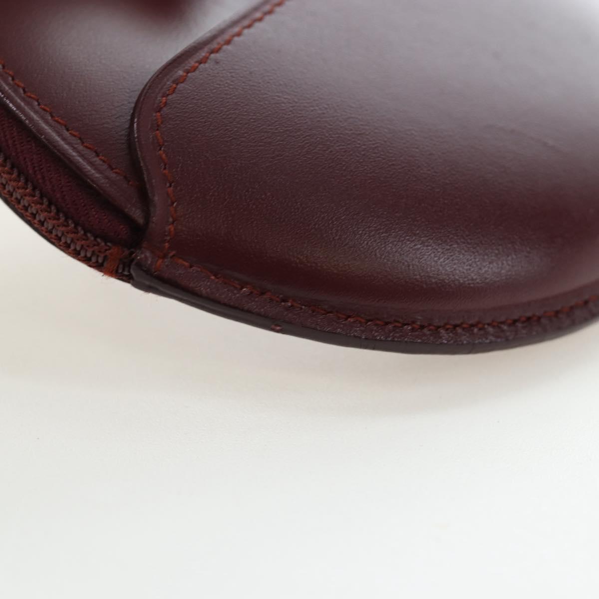CARTIER Must Line Coin Purse Leather Bordeaux Gold Auth 191856V