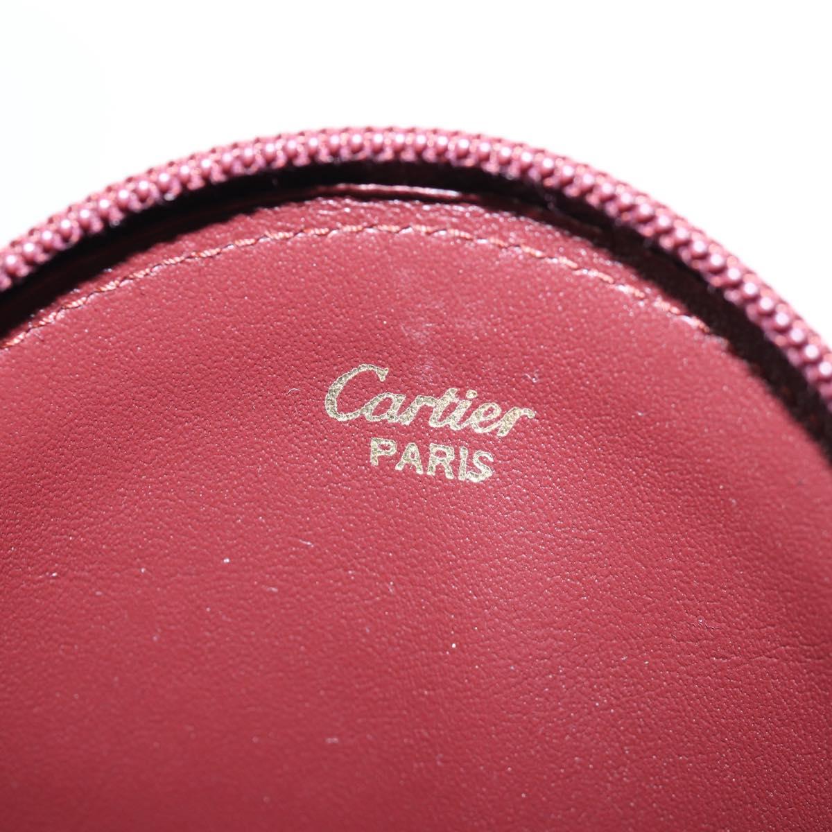 CARTIER Must Line Coin Purse Leather Bordeaux Gold Auth 191856V
