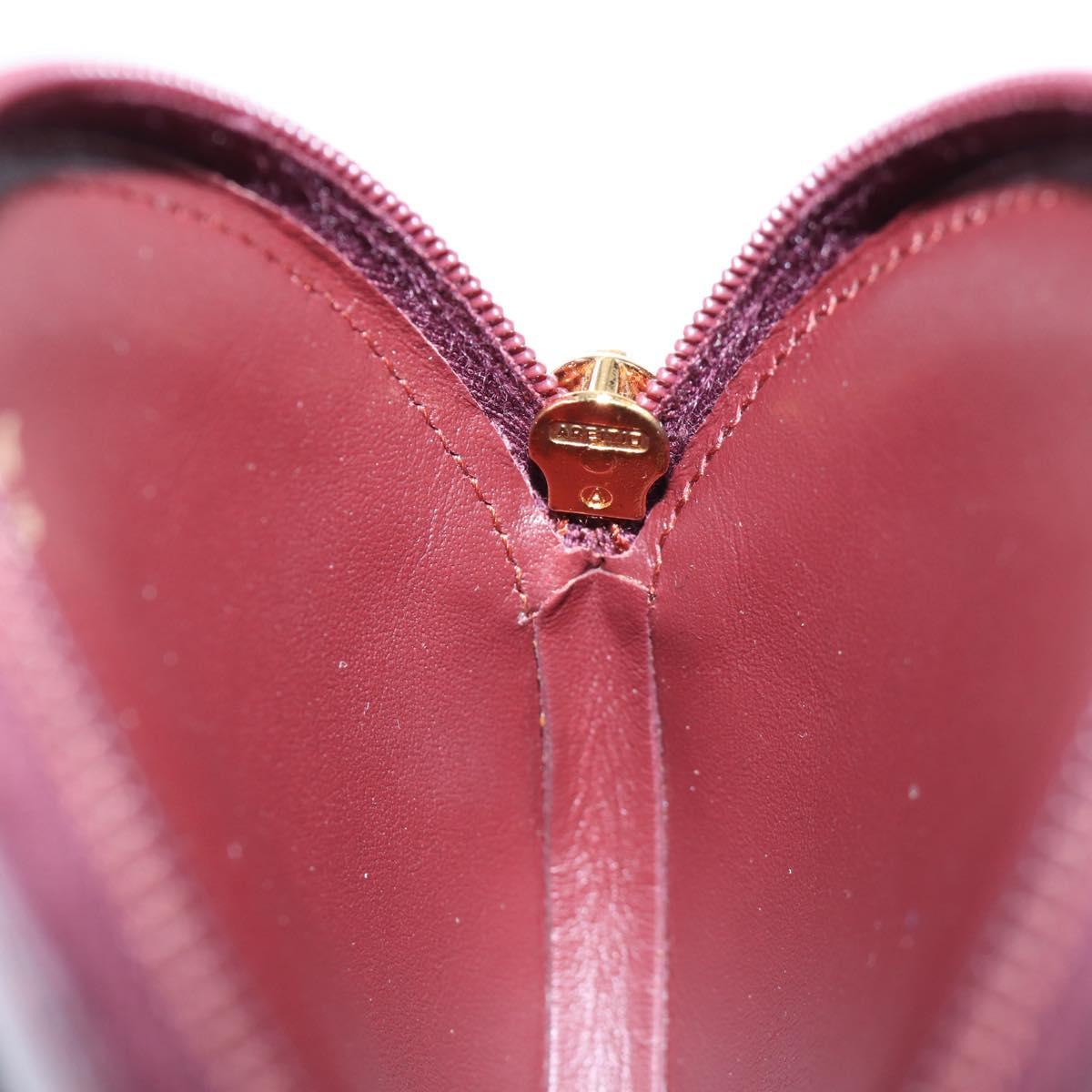 CARTIER Must Line Coin Purse Leather Bordeaux Gold Auth 191856V