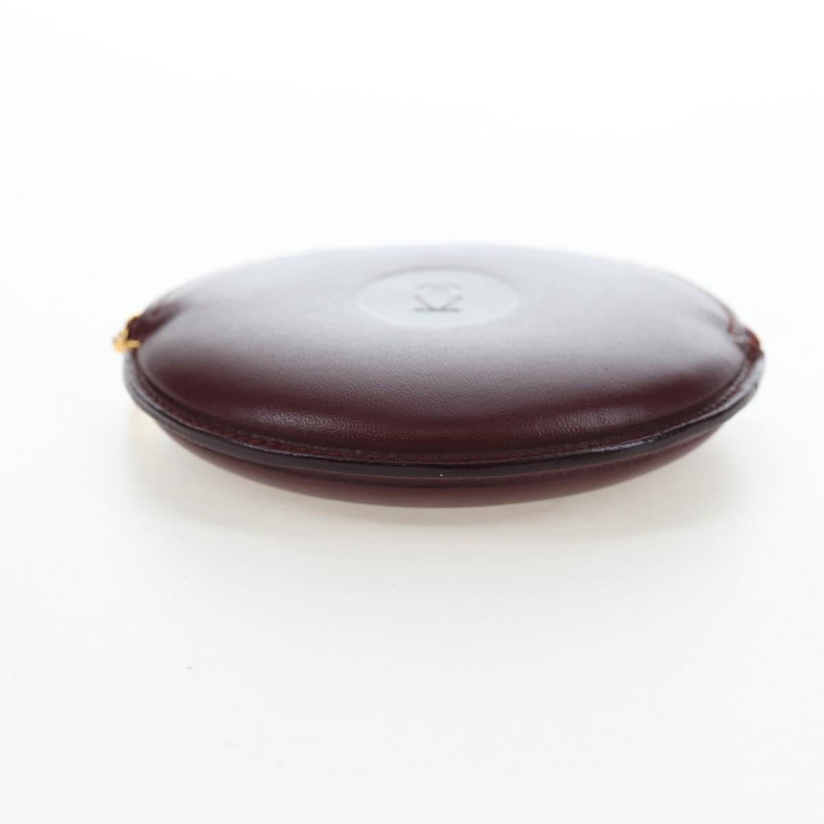 CARTIER Must Line Coin Purse Leather Bordeaux Gold Auth 191856V