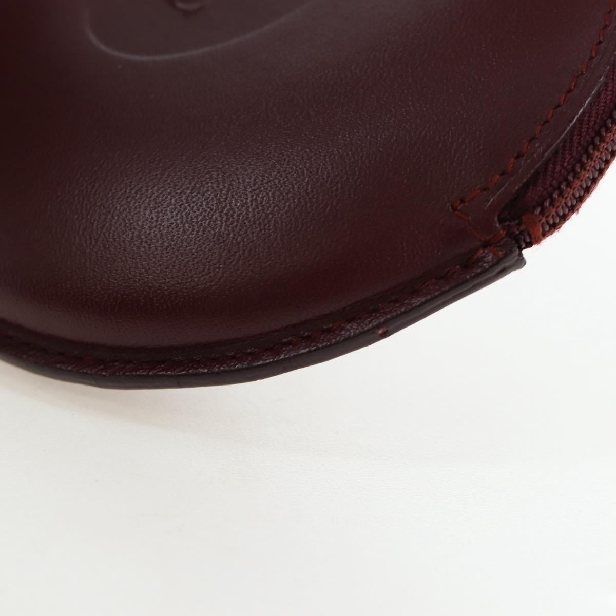 CARTIER Must Line Coin Purse Leather Bordeaux Gold Auth 191856V