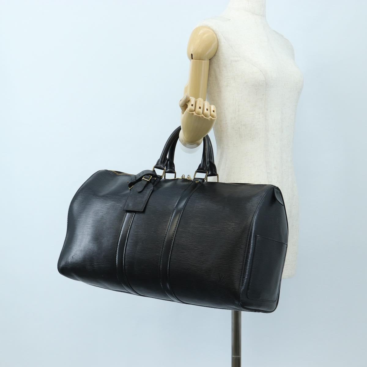 LOUIS VUITTON Epi Keepall 45 Boston Bag Black M42972 LV Auth 191863V