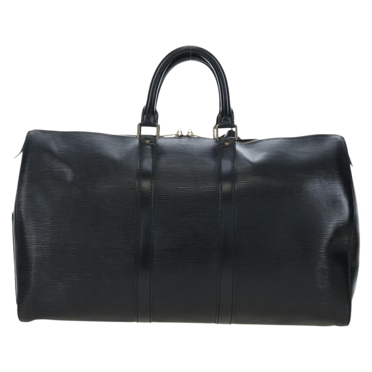 LOUIS VUITTON Epi Keepall 45 Boston Bag Black M42972 LV Auth 191863V